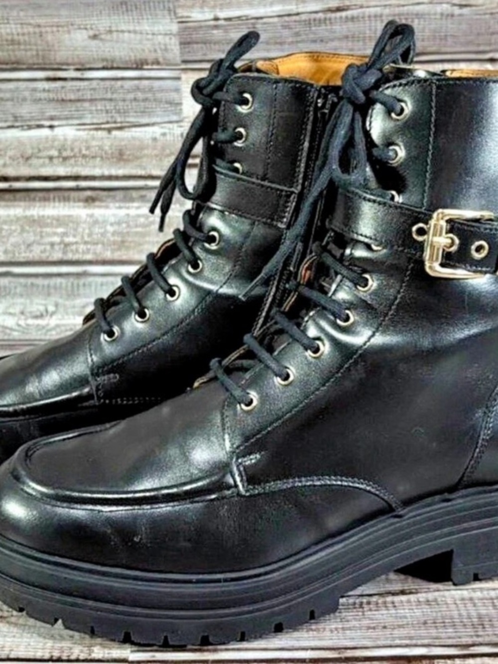SEZANE Leather Combat Boots US 11 Like New